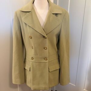 Etcetera Women's Light Green Double-Breasted Peacoat Size 8 Sophisticated Chic